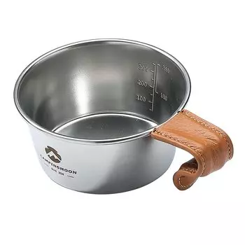 CAMPING MOON Кемпинговая кружка Sierra Cup из нержавеющей стали глубокая 360 мл с кожаной ручкой S-360-PT серебряный