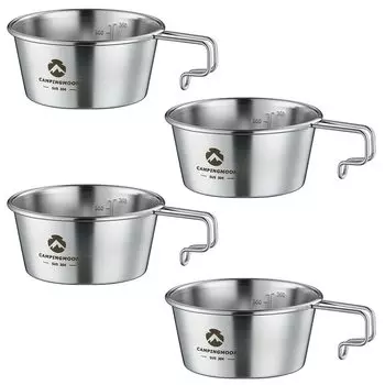 CAMPING MOON Кемпинговая кружка Sierra Cup из нержавеющей стали, глубокая, 360 мл, набор из 4 предметов, S-360-4P