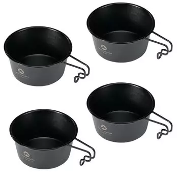 CAMPING MOON Кемпинговая кружка Sierra из нержавеющей стали, черная, насыщенного черного цвета, набор из 4 предметов, BKS-360-4P