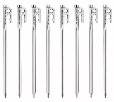 CAMPING MOON Martensitic Stainless Steel 420J Hardened Forged Peg Series Power Peg Ideal for Hard Ground R-26 R-26-8P