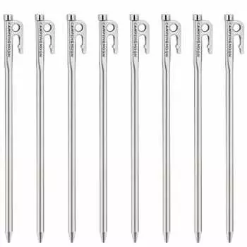 CAMPING MOON Martensitic Stainless Steel 420J Hardened Forged Peg R-30 Series Power Peg Ideal for Hard Ground R-30-8P