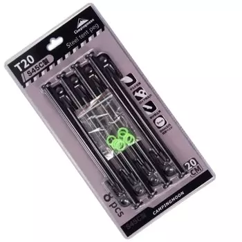 CAMPING MOON Peg Tent Stake Made of S45C Carbon Steel for Mechanical Structures Black Skin Cation Electrodeposition Painting T-20-8P