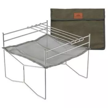 CAMPING MOON Solo Grill Bonfire Stand Large A3 Type Solo Fire Stand All Stainless Steel 304 Mesh Sheet Canvas Case Included SOLO-303