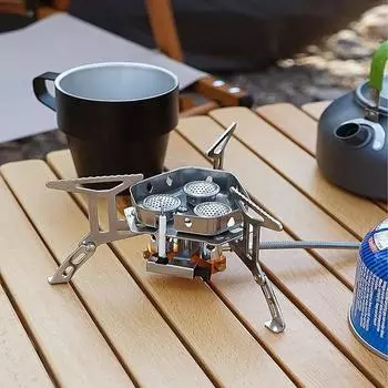 Camping One-piece Gas Stove Portable Foldable Heater Stove Ultralight Picnic Cooker Tourist Burner Equipment Outdoor Wind Shield