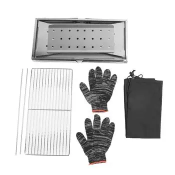 Кемпинговый коптильня-барбекю-гриль Портативный многофункциональный гриль-барбекю из нержавеющей стали на древесном угле