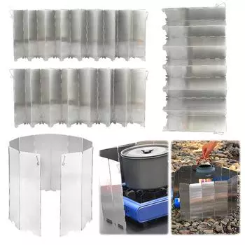 Camping Stove Windscreen 12/14/16 Plates Folding Outdoor Gas Stove Windshield Heat Shield Picnic Cooking Burner Windproof Screen