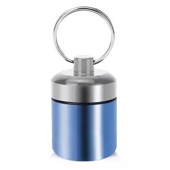Camping Waterproof Travel Metal Pocket Pill Case Pill Box Case Storage Case Keychain Container синий