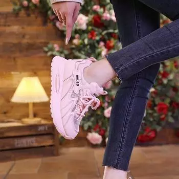 Campus high fashion sports shoes women s 2024 summer new round head thick sole non-slip comfortable breathable casual shoes women 35 розовый