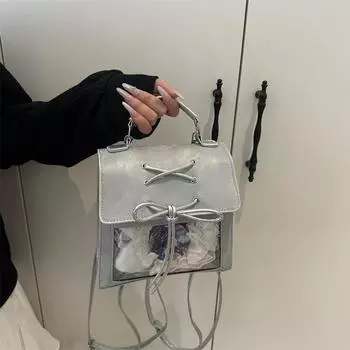 Campus Simple Large Capacity Transparent Pain Bag Female Hand Shoulder School Bag Student Dagu Handbag Female