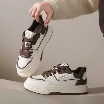 Campus spring and autumn new women s shoes versatile muffin sneakers sneakers lace-up board shoes dopamine white shoes 35