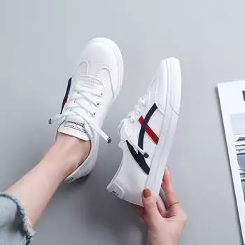 Campus style flat bottom simple little white shoes women s autumn new color matching casual shoes students lightweight running shoes 35