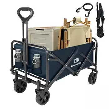 CampWild Carry Wagon Складная переносная тележка для переноски на открытом воздухе Большая вместимость Грузоподъемность Включает в себя хранение Удобная для переноски тележка, тележка, легкая, 100 л, 100 кг,