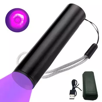 Can charge 365 nm black light ultraviolet Wood UV Detection Lamp Mineral Jewelry Black Light LED 365 nm Fluorescent Mini UV Black Light flashlight,