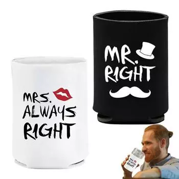 Can Cooler Sleeves Insulated 1 Pair Insulated Mr And Mrs Neoprene Beer Cooler Sleeves Anti-Slip Drink Glasses Bottles Wrap Soda CN