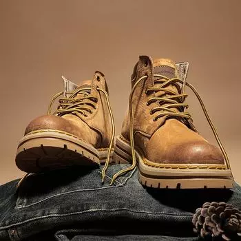 Can couple rhubarb shoes high quality men s shoes autumn and winter outdoor sports mountaineering tooling Martin boots men s shoes 35 коричневый