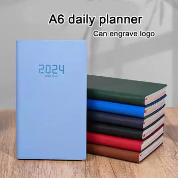 (Можно выгравировать логотип) Планировщик времени для студентов формата А6, небольшой график на 2024 год, бухгалтерская книга, деловой блокнот, ежедневник на 365 дней, памятка, блокнот A6