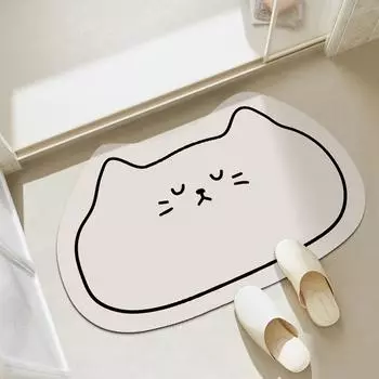 Can Love Cartoon Bathroom Diatom Mud Mat Home Toilet Absorbing Easy To Clean Foot Mat Cat Bathroom Non-Slip Mat 40*60cm