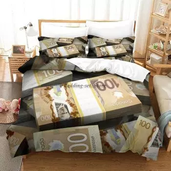 Canadian dollar Bedding Set Single Twin Full Queen King Size Bed Set Aldult Kid Bedroom Duvetcover Sets 3D Print Bed Sheet Set EU Single 135x200cm