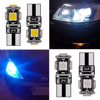Canbus Белый Синий Красный Желтый Зеленый T10 5smd 5050 Светодиодный Автомобильный Свет W5w 194 241 Лампы с ошибками Pack of 2 жёлтый