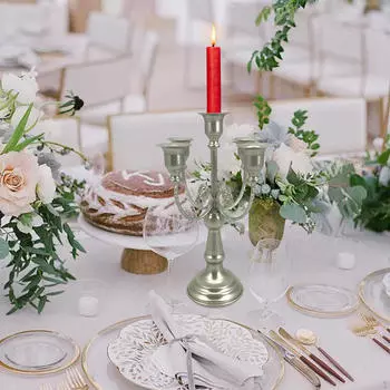 Candelabra Candle Holder with 5 Arms Stand Decorative Desktop Ornament for Mantle Fireplace 17.5cmx25.5cm