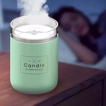 Candle Air Humidifier Atmosphere Light Mini Water Diffuser Moisturize Skin Relieve Fatigues Home Decor for Friends Family Gifts зелёный