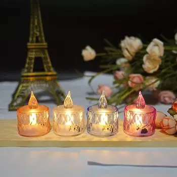 Candle Lamp LED Electronic Candle Creative Wedding Birthday Party Decoration Christmas Atmosphere Decoration transparent 1PCS