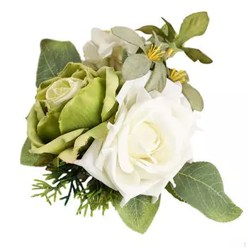 Candle Ring Artificial Eucalyptus Leaves Wreath Ornament Pillar Holder for Door Living Room, 17cmx15cm