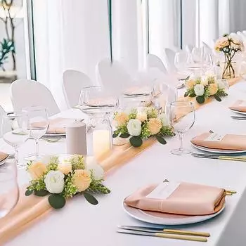 Candle Rings Candlestick Wreath European Artificial Rose Ornaments Christmas New Year Party Window Props Table Decoration 02