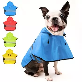 Candofly Дождевик с капюшоном, регулируемая одежда для собак, светоотражающая куртка-дождевик для собак, легкое пальто для собак, пуховик с капюшоном, пончо для собак, дождевик для собак