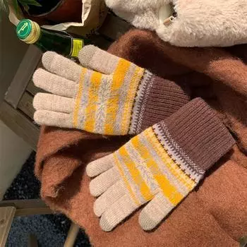 Candy Color Cold-proof Plush Wool Winter Gloves Knitting Gloves Mittens Women Gloves кофейный