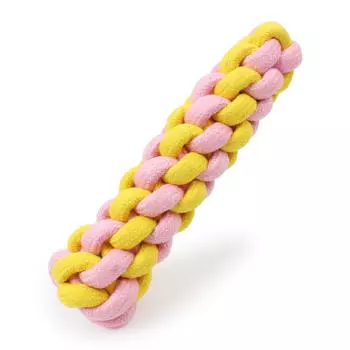 Candy color cotton rope two-color woven twist stick 18CM pet toy corn on the cob cotton rope pet hemp rope stick Color random