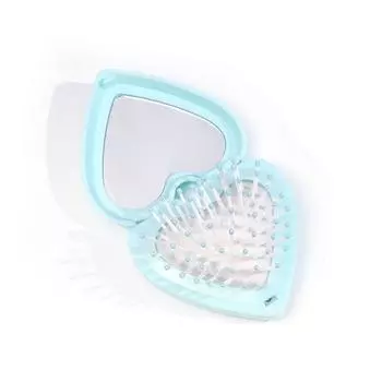Candy Color Heart Hair Comb with Mirror Mini Anti-static Folding Airbag Comb Air Cushion Comb Hairdressing Massage Comb