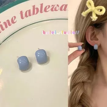 Candy Color Spring and Summer Dopamine Fresh Korean Earrings Candy blue 925 silver needle