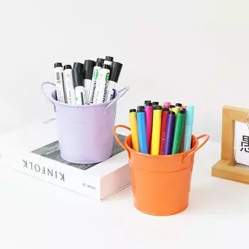 Candy-colored Small Iron Bucket Iron Pen Holder Succulent Flower Pot Mini Little Iron Bucket Bucket for Children Storage Jar
