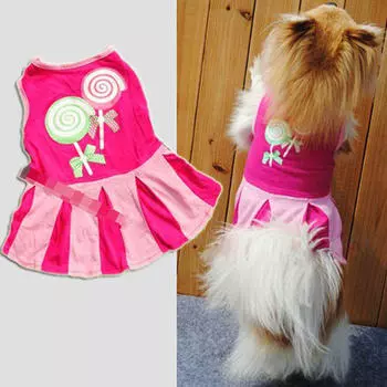 Candy Pattern Puppy Dog Doggie Apparel Clothes Hoodies Skirt Dress L