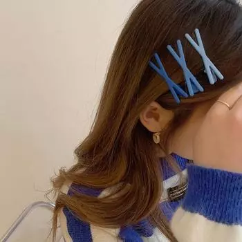 Candy Rainbow Sweet Gradation Cross Hair Clips Girls Decoration Pink Hair Clips Adult Sweet Hairpins Female Hair Accessories синий