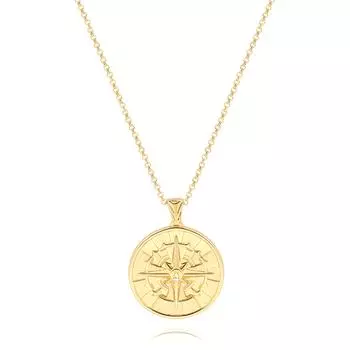 CANEVINKA 18-каратное позолоченное ожерелье с подвеской в виде компаса для женщин, стильное ожерелье с монетой в виде подсолнуха для девочек, персонализированная многослойная цепочка, золото