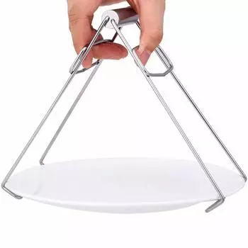 Cangad Pot Chawanmushi Паровой кухонный нагреватель из нержавеющей стали Держатель для посуды, Держатель, Щипцы, Миска, Папка, Держатель, Гаджет, Устойчивый, Нескользящий, серебряный