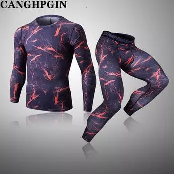 CANGHPGIN 2 шт. Мужской спортивный костюм Спортивные колготки Компрессионный мужской длинный быстросохнущий спортивный костюм S