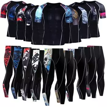 CANGHPGIN 2 шт. одежда для фитнеса, мужской комплект термобелья, леггинсы, компрессионный спортивный костюм S