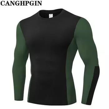 CANGHPGIN Мужская быстросохнущая спортивная футболка для фитнеса, высокоэластичная впитывающая влагу тренировочная футболка с длинными рукавами S синий