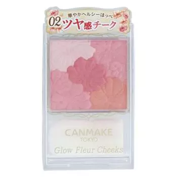 Canmake Glow Fleur Cheek 6.1g, 1 piece, 02 Apricot Fleur, 6g