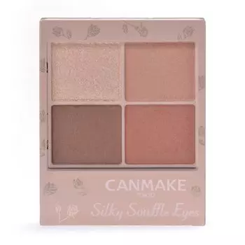 CANMAKE Палетка теней для век Silky Souffle Eyes Matte Type, 4 матовых оттенка, 1 палетка, все 4 цвета M02 Chai Brick