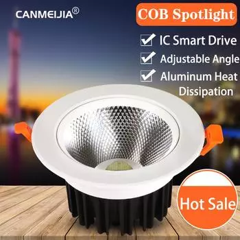 CANMEIJIA светодиодный потолочный светильник, встраиваемый точечный светильник, точечный светильник, светильник AC85-265V, 5/10/15 Вт, точечные светильники 2,5, 3, 4, 6 дюймов, домашнее освещение