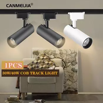 CANMEIJIA светодиодный трековый светильник 220 В COB трековые светильники рельсовый светильник 30 Вт 40 Вт точечные светильники кухонный светильник для домашнего магазина складной трековый светильник 1pcs 30W White Light белый