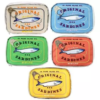 Canned Sardines Style Bath Travel Bag Cute Make Up Pockets Creative Portable Fashion Multi-function Soft for Weekend Vacation синий