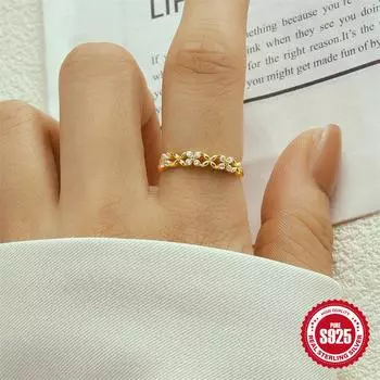 Canner925 Стерлингового Серебра 1 ШТ. Простое Кольцо С Бриллиантом Кольцо Обещания Вечности для Ее Обручальные Кольца С Цирконием Обручальные Кольца Вечность Свадебное Кольцо Size золотой