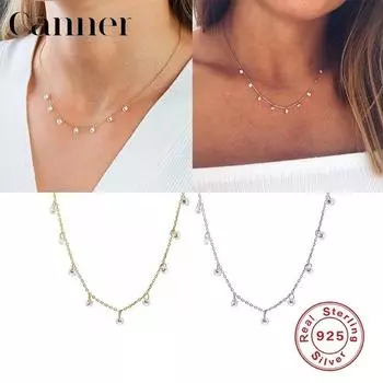 Canner 100% 925 пробы серебряное колье-чокер, ключица, луна, звезда, стекируемое ожерелье, цепочка, ожерелье для женщин, ювелирный воротник W5