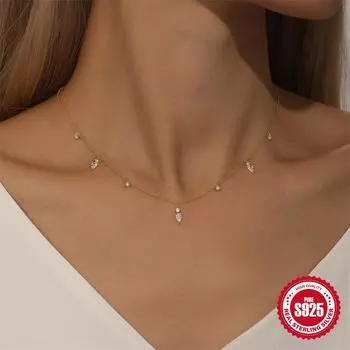 canner 925 пробы стерлингового серебра 1шт изящное ожерелье с каплей воды ожерелье с подвеской в виде слезы модное ювелирное украшение подарок для женщин золотой