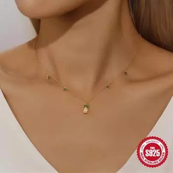 Canner 925 стерлингового серебра 1шт изящное фруктовое ожерелье кубический цирконий штабелируемый кулон ожерелье для девочек-подростков милый чокер цепочка подарок золотой